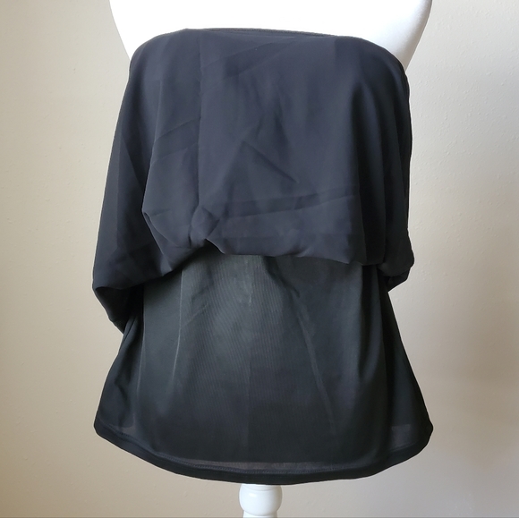 Foreign Exchange Sheer Black Strapless Top Size Small - Picture 6 of 11